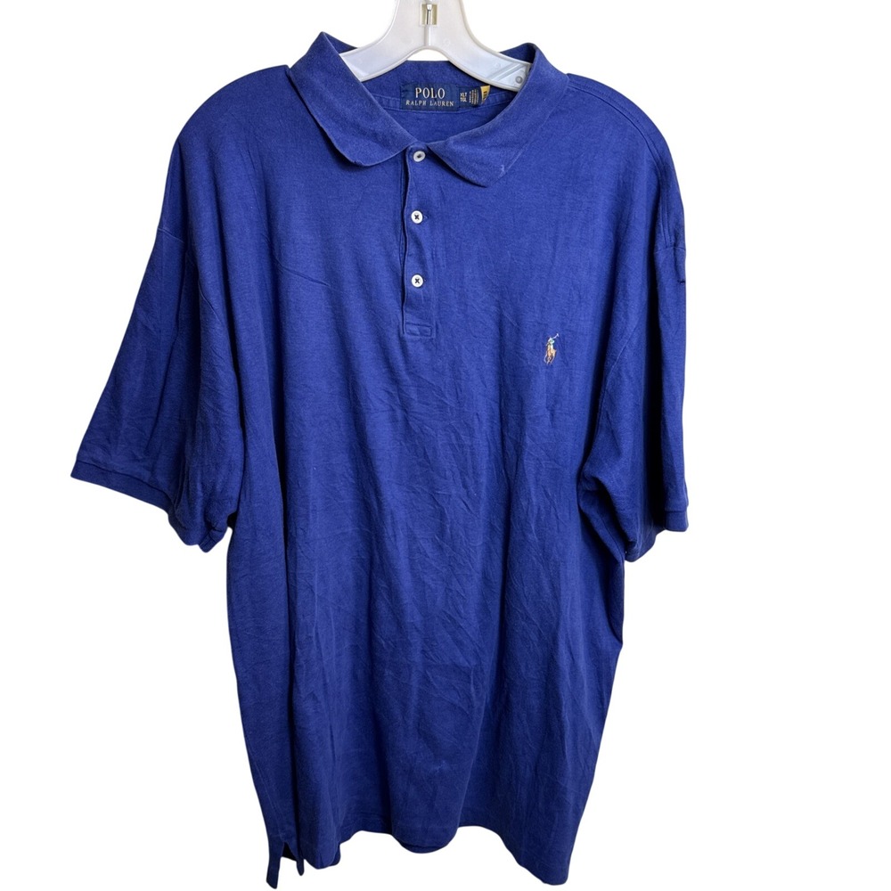 Polo Ralph Lauren Royal Blue Mesh Pique Polo Shirt Mens XLT Big Tall Classic